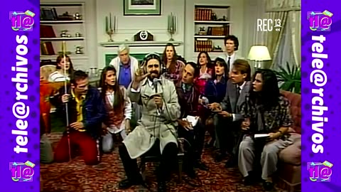Ataulfo Peralta con el elenco de "Te Conté" en "Martes 13" (Canal 13 - 1990)