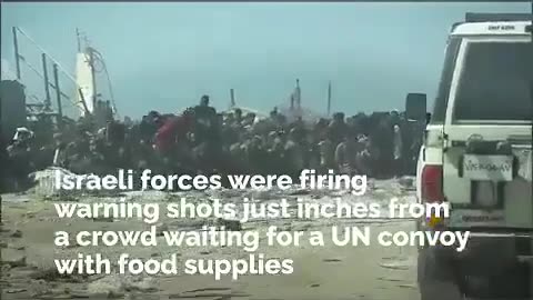 UN team arriving in Gaza filmed civilians being shot at while starving to death.
			