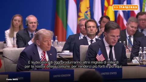 NOTIZIE DAL MONDO Rutte:'Spese per la difesa degli stati membri NATO saliranno al 5% del PIL entro il 2035' accordo firmato all'assemblea NATO svolta a Den Haag,Paesi Bassi il 24-25 giugno 2025