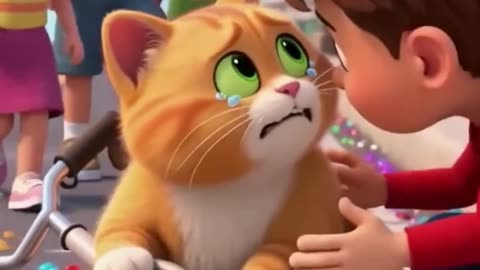 Cat’s Street Mishap! Kids to the Rescue! ❤️🐱💎#shorts #funny #cat #cute #animals