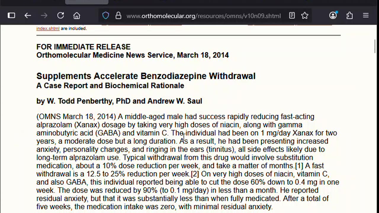 Quick Withdrawal from Anti-Depressant & Anti-Anxiety Meds with Niacin, Vitamin C, and GABA
