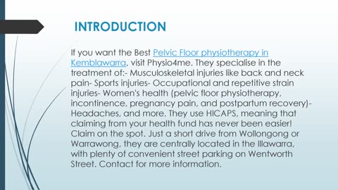 Best Pelvic Floor physiotherapy in Kemblawarra