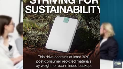 Seagate Ultra Touch HDD 2TB External Hard Drive - 7mm, Cloud White, Post-Consume