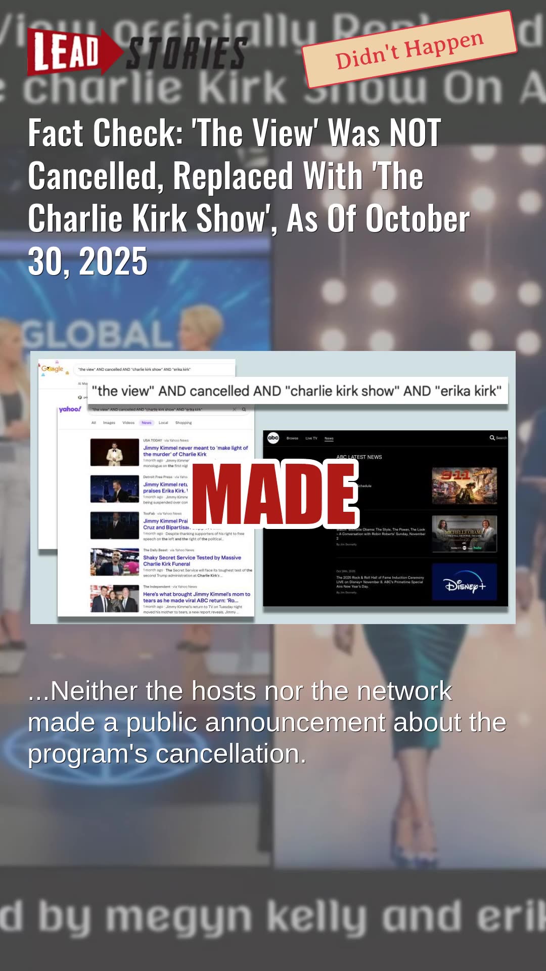 Fact Check: The View NOT Cancelled, Replaced With The Charlie Kirk Show, As Of October 30, 2025