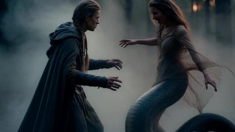 Elf Maiden Confronts Serpent Sorceress in the Twilight Forest, AI Video