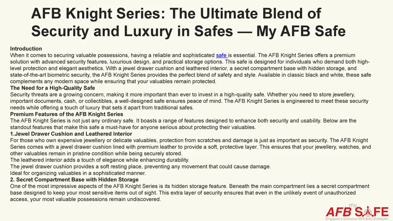 Style Meets Security: Exploring the Smart Features of the AFB Princess Series Safe — My AFB Safe