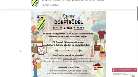 am 3.mai.2025 kommt nach dem Dorf : kotzen um 9 uhr geht es los seit da bei