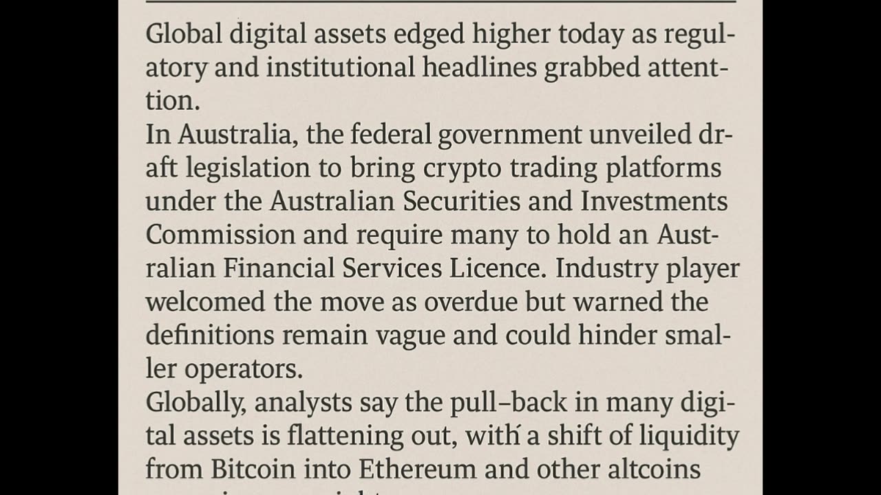 Australia takes a major step toward regulating crypto trading platforms