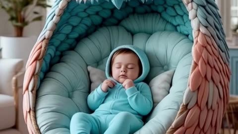 Adorable Baby Relaxing in a Magical Owl Chair! 🦉✨💙#Baby #OwlChair