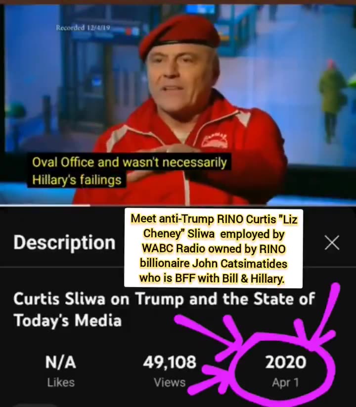 Curtis Liz Cheney Sliwa is a RINO taking orders from BFF of Bill & Hillary