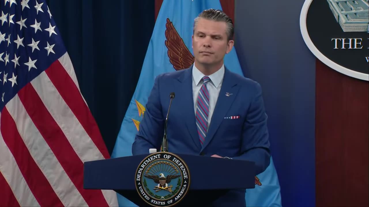 Pete Hegseth holds a briefing on success of the Iran strikes