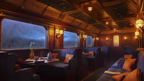 Train Sounds with Rain for Sleep & Relaxation ｜ Relaxing Luxury Train Ride!