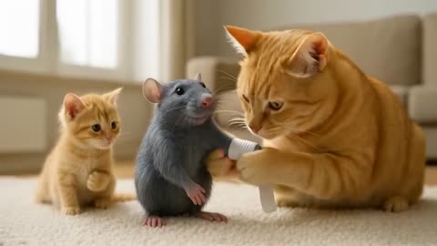Mama-Cat-Rescues-Ducklings-and-Cooks-Them-Spaghetti