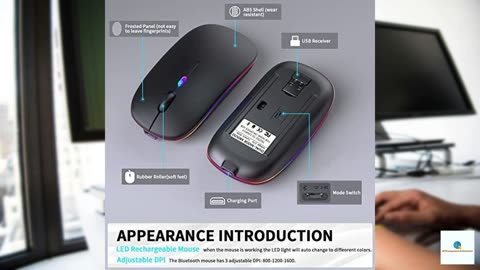KANMABPC Wireless Bluetooth Mouse – Rechargeable, Silent, Dual Mode (Bluetooth 5.2 & USB)