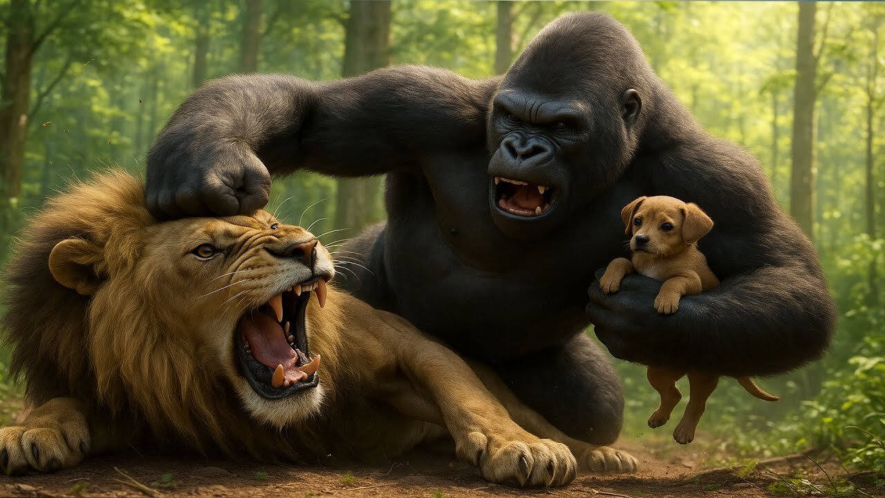 Epic Battle: Kong Saves Puppy From the Lion King