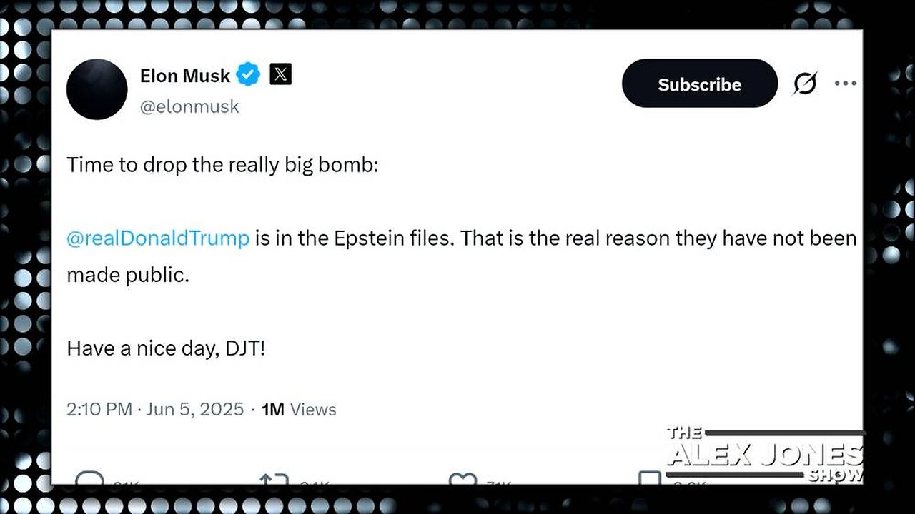 BOMBSHELL UPDATE: Elon Musk Says President Trump Is In The Epstein Files, Adds That