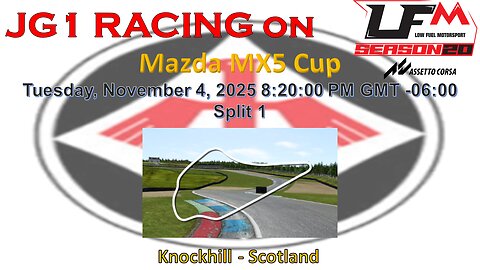 JG1 RACING on LFM - Mazda MX5 Cup - Knockhill - Scotland - Split 1