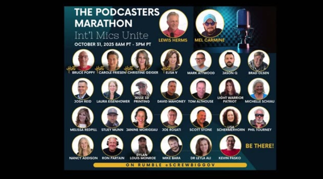PODCASTERS MARATHON - International Mics Unite Live 10/31 8am pacific 11 am eastern