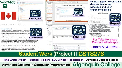 Client Work (Project)|CST8276 SQL + Java Enterprise Application | Final Submission|Algonquin College