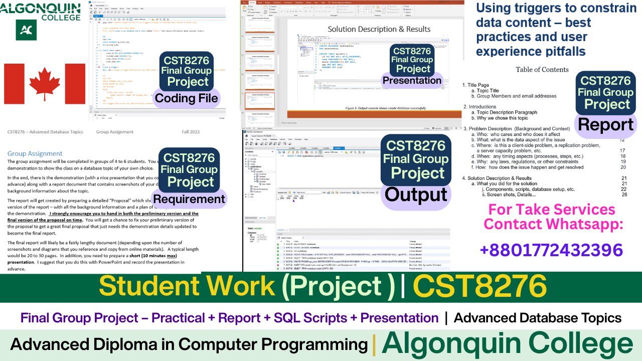 Client Work (Project)|CST8276 SQL + Java Enterprise Application | Final Submission|Algonquin College