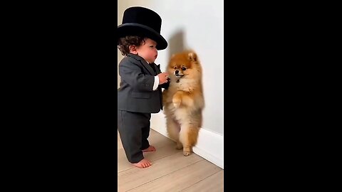 🤣kid teaching a dog