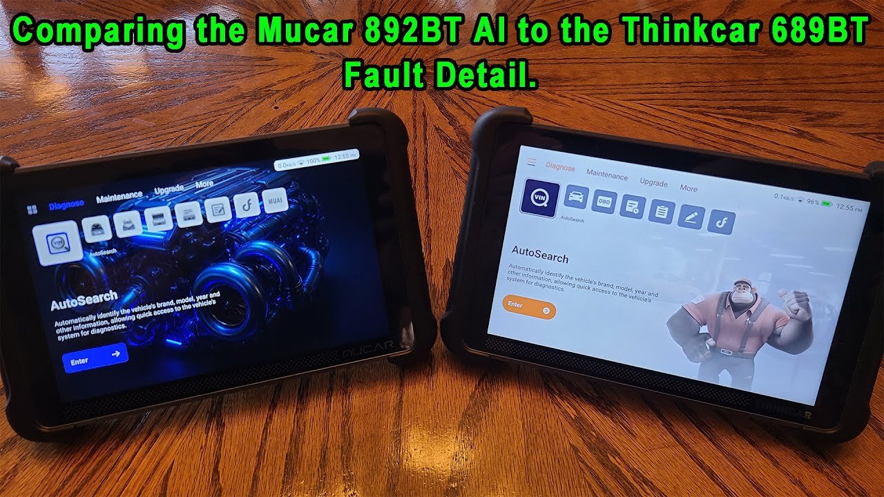 Comparing the Mucar 892BT AI to the Thinkcar 689BT Fault Detail.