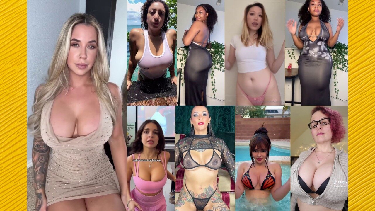 Huge Boobs / No Bra / Hard Nipples 90 - Big bank tiktok challenge ❤️ClipchampGirls 2025