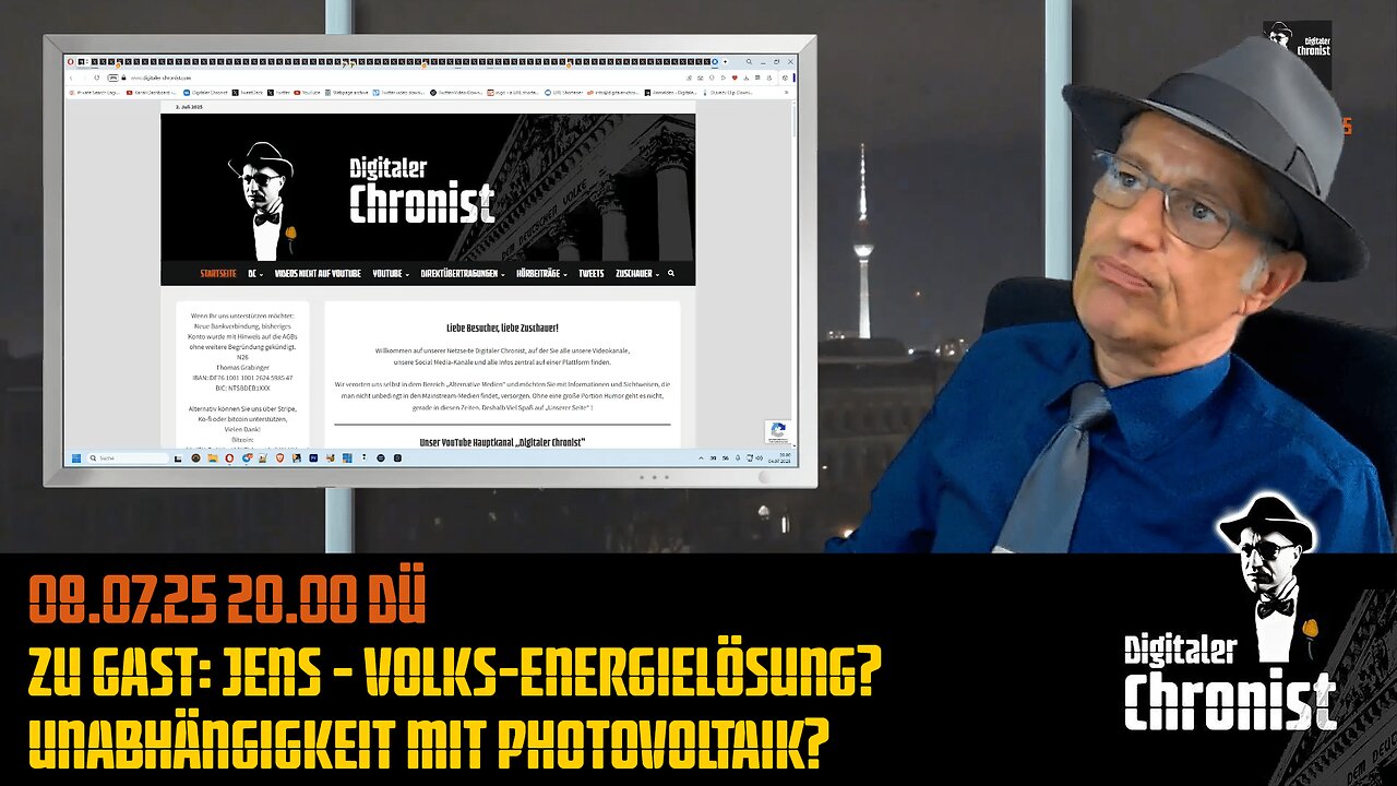 Aufzeichnung vom 08.07.25 Zu Gast: Jens - Volks-Energielösung? Unabhängigkeit mit Photovoltaik?