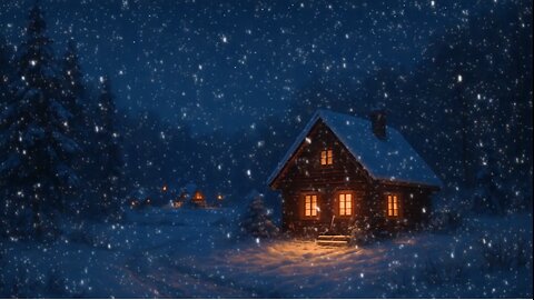 Cozy Winter Cabin in the Woods ❄ Soft Jazz Music & Falling Snow for Sleep, Study, and Relaxation