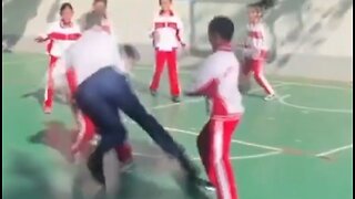 STRONG GUY GAVIN NEWSCUM RUNS OVER CHINESE BOY AND THEN SPANKS HIM