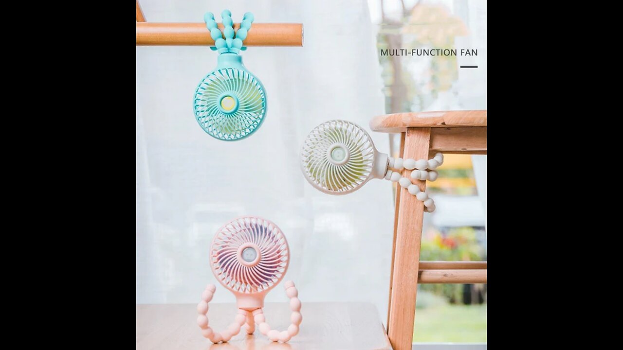 Portable Rechargeable Fan with Adjustable Tripod & 3 Wind Modes, for Home, Desk, Stroller & More