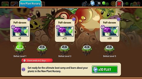 Plants vs Zombies 2 - Plant Nursery - Puff-shroom - May 2025