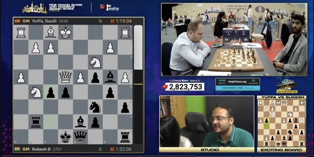 Round 3! Gukesh is better against Daniil Yuffa in Round 3 of the FIDE Grand Swiss 2025.