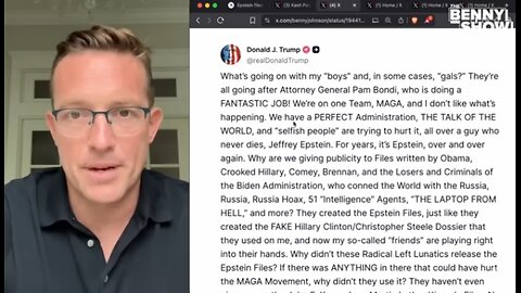 Trump Breaks Silence In Stunning Epstein Post w/ Benny Johnson