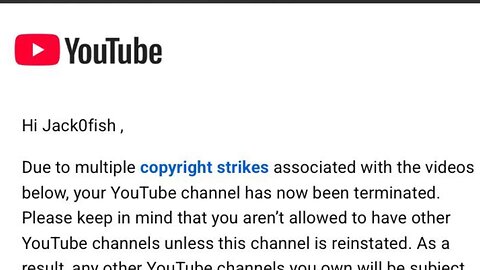 My YouTube channel was taken down