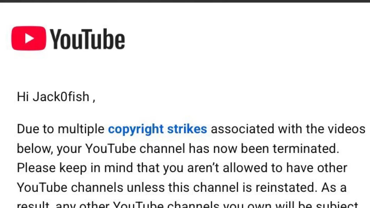 My YouTube channel was taken down