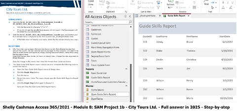 Shelly Cashman Access 365/2021 | Module 8: SAM Project 1b | City Tours Ltd. (Full answer 2025)