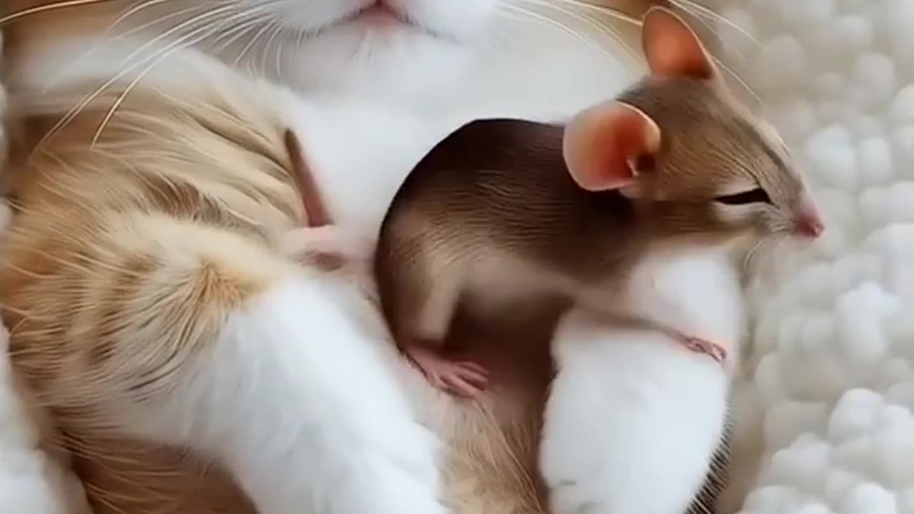 Unlikely Friendship – Cat and Mouse Sleep Together! 😻💤