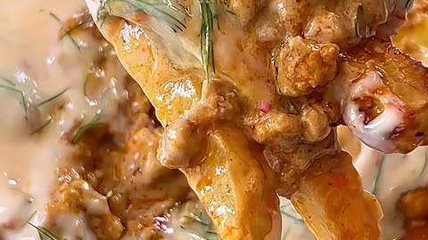 Potato beef sweet sour creamy sauce
