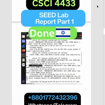 Student Work( Lab Project) | CSCI 4433 Part 1 SEED Lab Report | Ben-Gurion University