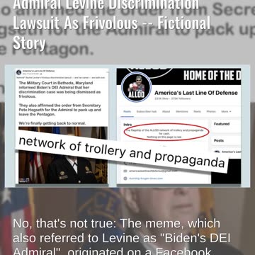 Fact Check: Satire Story Said 'Betheda' Military Court Dismissed Admiral Levine Lawsuit