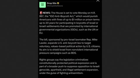 Boycott Israel...Face 20 Years? - H.R. 876 Anti Boycott Act is Dangerous
