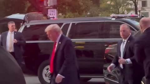 Pres Trump makes an unexpected appearance with Sec of State Marco Rubio and Secr of War Pete Hegseth