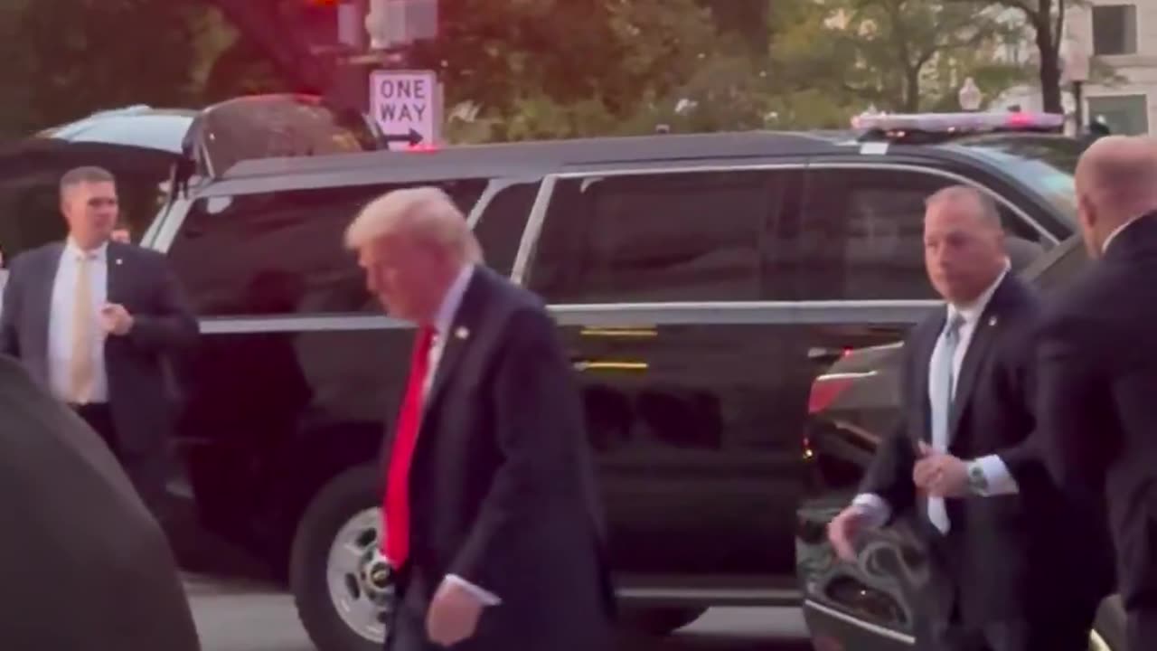Pres Trump makes an unexpected appearance with Sec of State Marco Rubio and Secr of War Pete Hegseth