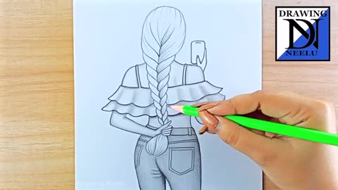 How to draw a Girl backside taking selfie || Pencil sketch for beginner || Girl drawing || Drawing