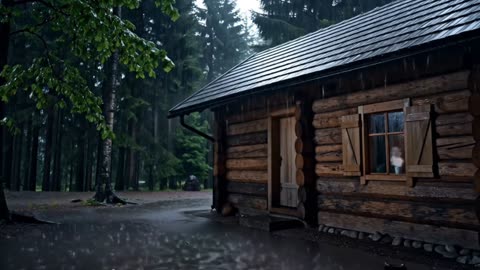 Cozy Rain on Wooden Cabin in Forest | Sleep & Relaxation ASMR