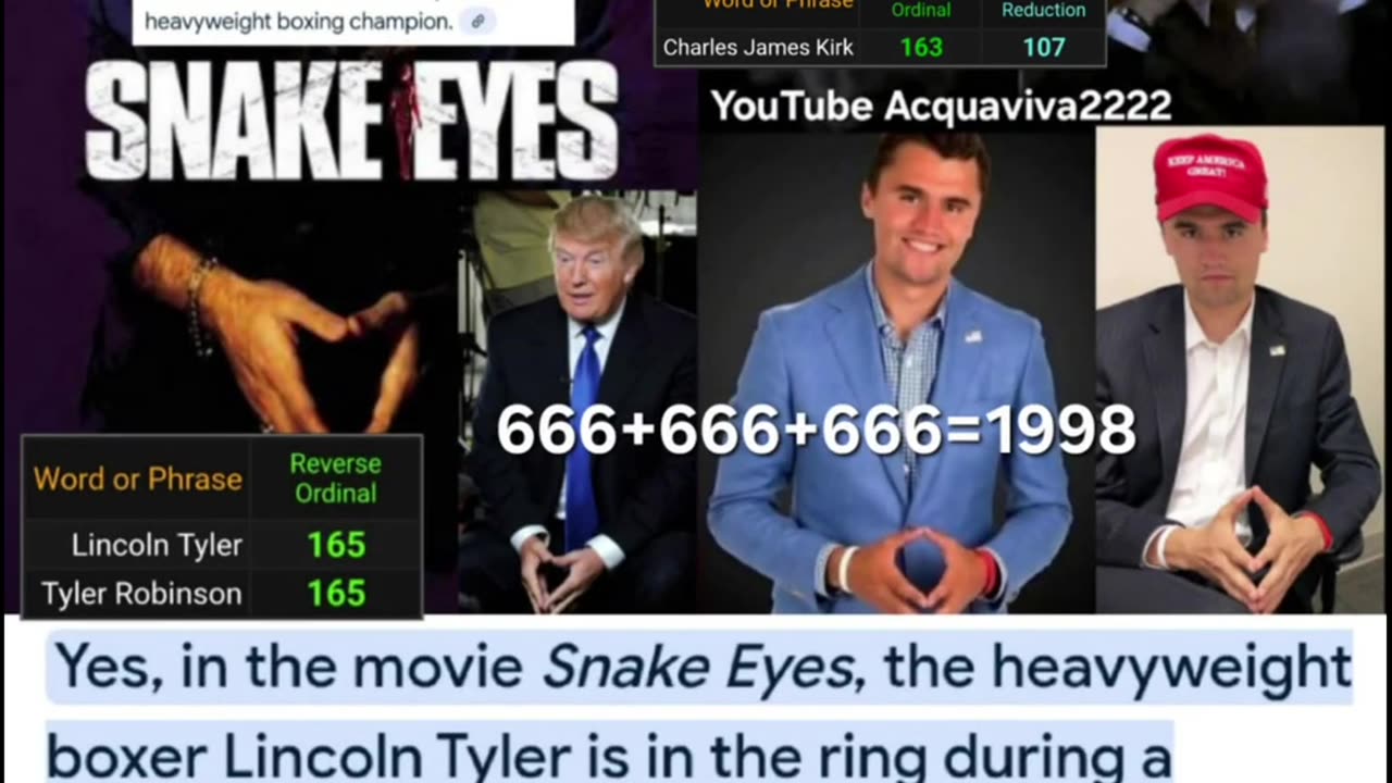 Part 2 Charlie Kirk "Death" Connected To Snake Eyes Movie!
