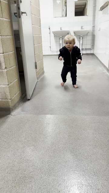 Baby Kayla Exploring a Locker Room Bathroom 🚶‍♀️😂