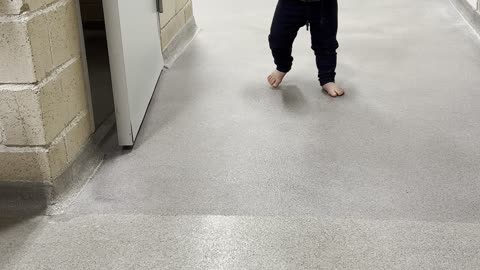 Baby Kayla Exploring a Locker Room Bathroom 🚶‍♀️😂