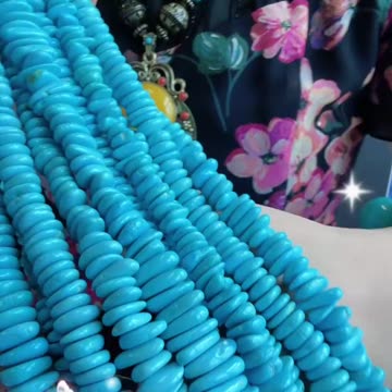 250606-10 Sleeping Beauty Turquoise Bead Strand: Monet's Blue Tones on the Wrist